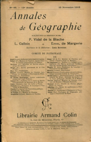 ANNALES DE GEOGRAPHIE. Nº 66-1903.