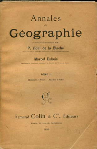 ANNALES DE GEOGRAPHIE. TOME II-OCTOBRE1892-JUILLET 1893.