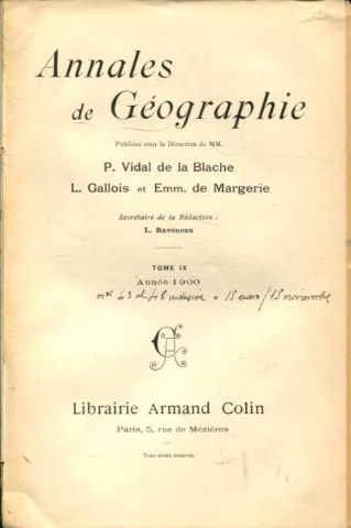 ANNALES DE GEOGRAPHIE. TOME IX-1900.