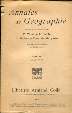 ANNALES DE GEOGRAPHIE. TOME XXV-1916.