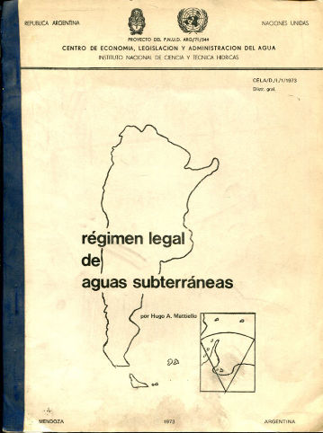 ANTEPRYECTOS DE LEY DE AGUAS SUBTERRANEAS Y LEY DE AUTORIDAD ADMINISTRATIVA DE APLICACIÓN DE LA LEY DE AGUAS SUBTERRANEAS PARA LA PROVINCIA DE MENDOZA.