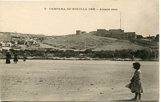 ANTIGUA POSTAL DE MELILLA. 5. CAMPAÑA DE MELILLA 1909. ATAQUE SECO/OLD POSTCARD. WAR SPAIN AGAINST MOROCCO.