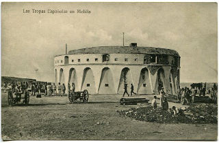 ANTIGUA POSTAL. LAS TROPAS ESPAÑOLAS EN MELILLA/OLD POSTCARD. WAR SPAIN AGAINST MOROCCO.