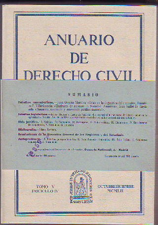 ANUARIO DE DERECHO CIVIL. TOMO V. FASCICULO IV.