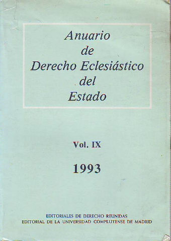 ANUARIO DE DERECHO ECLESIASTICO DEL ESTADO. VOL. IX.