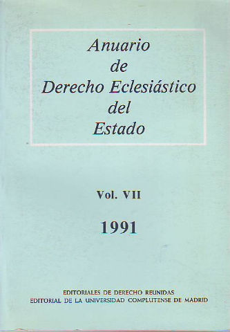 ANUARIO DE DERECHO ECLESIASTICO DEL ESTADO. VOL. VII.