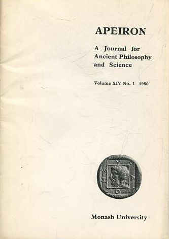 APEIRON A JOURNAL FOR ANCIENT PHILOSOPHY AND SCIENCE. VOL. XVI No.1.