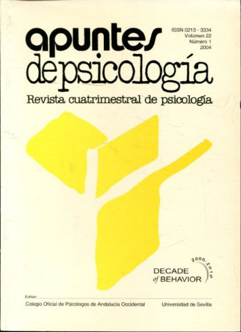 APUNTES DE PSICOLOGIA. REVISTA CUATRIMESTRAL DE PSICOLOGIA. VOLUMEN 22, NUM. 1.