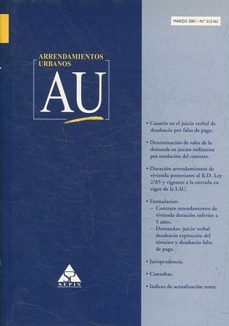 ARRENDAMIENTOS URBANOS AU MARZO 2001 Nº 212 AU.CUANTIA EN EL JUICIO VERBAL DE DESAHUCIO POR FALTA DE PAGO.