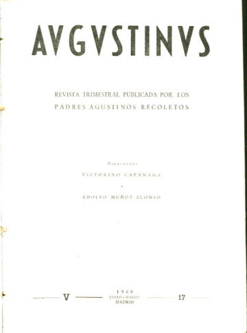 AUGUSTINUS. REVISTA TRIMESTRAL POR LOS PADRES AGUSTINOS RECOLETOS. AÑO V, 1960.