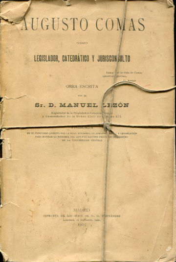 AUGUSTO COMAS COMO LEGISLADOR, CATEDRATICO Y JURISCONSULTO.