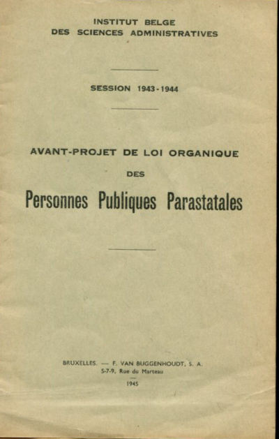 AVANT-PROJET DE LOI ORGANIQUE DES PERSONNES PUBLIQUES PARASTATALES.