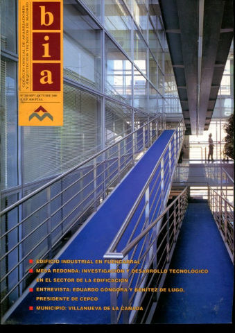 BIA. Nº 209. EDIFICIO INDUSTRIAL EN FUENCARRAL. MESA REDONDA: INVESTIGACION Y DESARROLLO TECNOLOGICO EN EL SECTOR DE LA EDIFICACION. ENTREVISTA: EDUARDO GONGORA Y BENITEZ DE LUGO PRESIDENTE DE CEPCO. MUNICIPIO: VILLANUEVA DE LA CAÑADA.