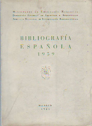 BIBLIOGRAFÍA ESPAÑOLA, 1959.