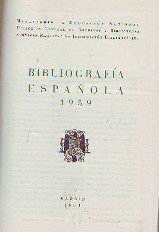 BIBLIOGRAFÍA ESPAÑOLA, 1959.