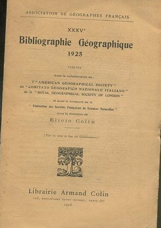 BIBLIOGRAPHIE GEOGRAPHIQUE 1925.