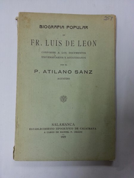 Biografia popular de Fr. Luis de Leon