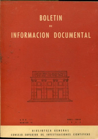 BOLETIN DE INFORMACION DOCUMENTAL. AÑO. III. NUM. 10 .