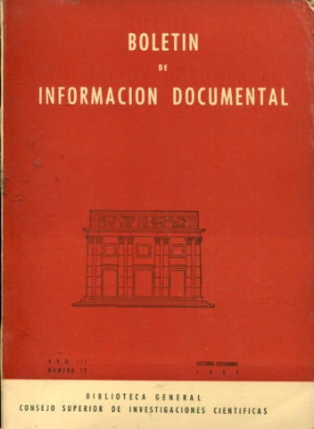 BOLETIN DE INFORMACION DOCUMENTAL. AÑO. III. NUM. 12.