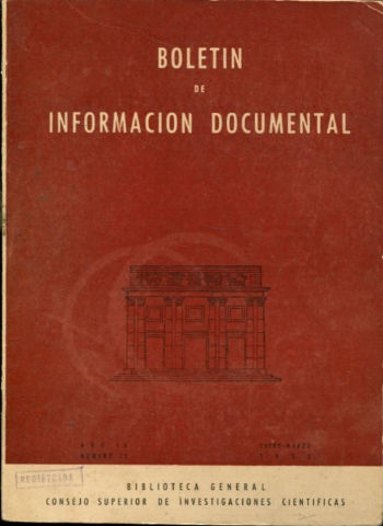 BOLETIN DE INFORMACION DOCUMENTAL. AÑO. IV. NUM. 13.