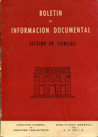 BOLETIN DE INFORMACION DOCUMENTAL. SECCION DE CIENCIAS. AÑO VI. NUM. 26.