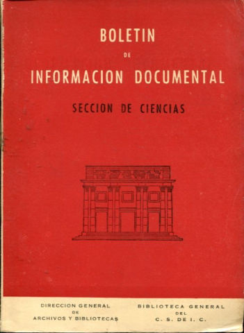 BOLETIN DE INFORMACION DOCUMENTAL. SECCION DE CIENCIAS. AÑO VI. NUM. 25.