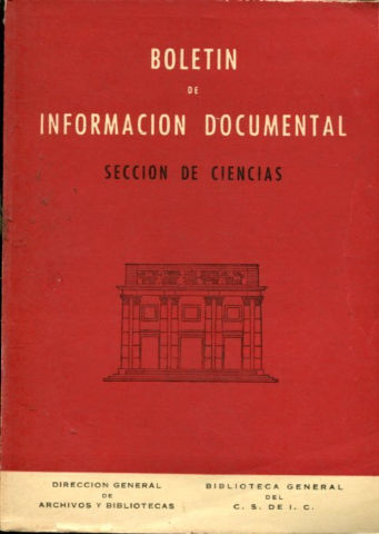 BOLETIN DE INFORMACION DOCUMENTAL. SECCION DE CIENCIAS. AÑO V. NUM. 22.