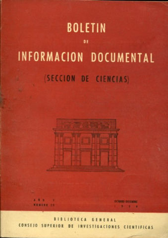 BOLETIN DE INFORMACION DOCUMENTAL. SECCION DE CIENCIAS. AÑO V. NUM. 20.