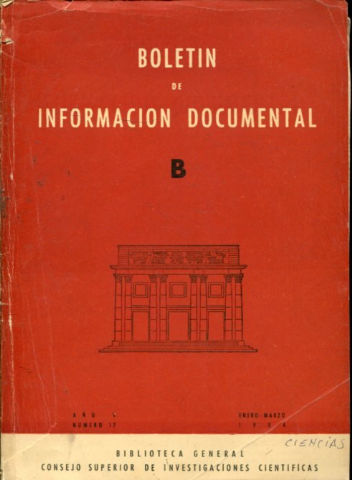 BOLETIN DE INFORMACION DOCUMENTAL. SECCION DE CIENCIAS. AÑO. V. NUM. 17.