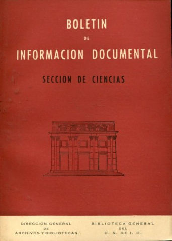 BOLETIN DE INFORMACION DOCUMENTAL. SECCION DE CIENCIAS.  AÑO. IX. NUM. 38 .