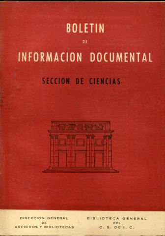 BOLETIN DE INFORMACION DOCUMENTAL. SECCION DE CIENCIAS.  AÑO. IX. NUM. 35 .