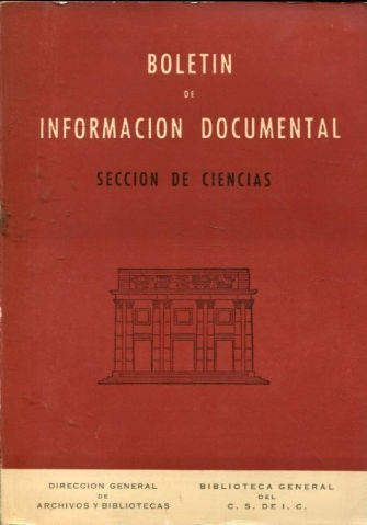 BOLETIN DE INFORMACION DOCUMENTAL. SECCION DE CIENCIAS.  AÑO. X. NUM. 39 .