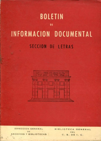 BOLETIN DE INFORMACION DOCUMENTAL. SECCION DE LETRAS. AÑO. V. NUM. 21.