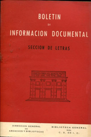 BOLETIN DE INFORMACION DOCUMENTAL. SECCION DE LETRIAS.  AÑO. XI. NUM. 41 .