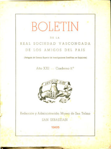 BOLETIN DE LA REAL SOCIEDAD VASCONGADA DE AMIGOS DEL PAIS. AÑO XXI-CUADERNO 2º.