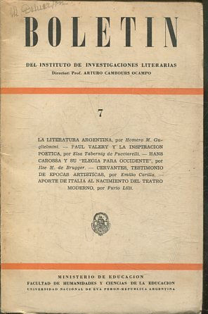 BOLETIN DEL INSTITUTO DE INVESTIGACIONES LITERARIAS 7.