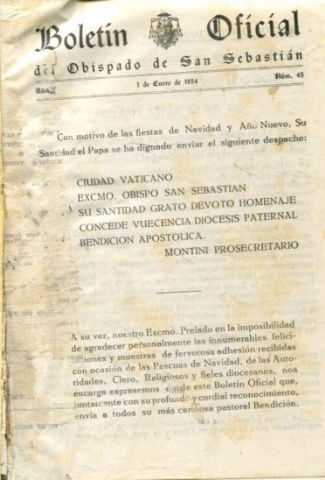 BOLETIN OFICIAL DEL OBISPADO DE SAN SEBASTIAN, AÑO V.