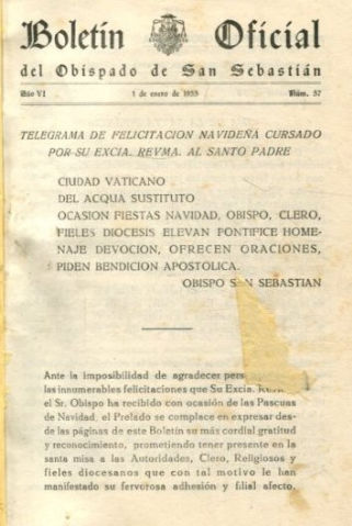 BOLETIN OFICIAL DEL OBISPADO DE SAN SEBASTIAN, AÑO VI.