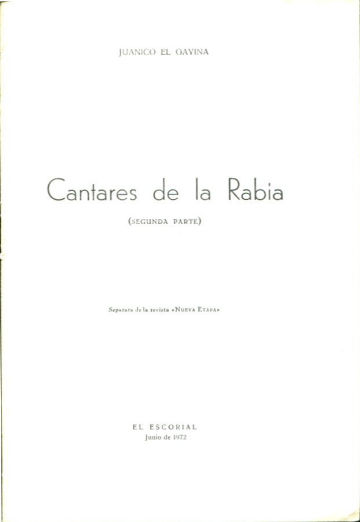 CANTARES DE LA RABIA (SEGUND PARTE).