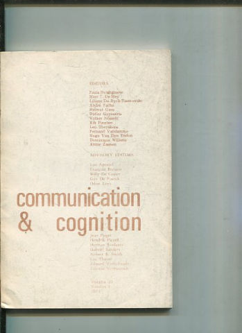 COMMUNICATION & COGNITION. VOLUME 10, NUMBER 1.