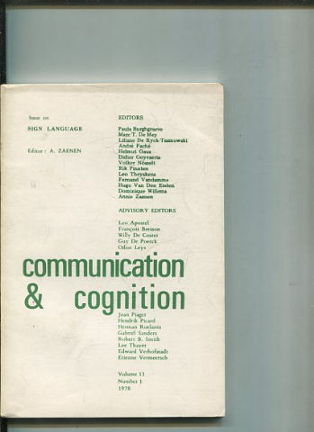 COMMUNICATION & COGNITION. VOLUME 11, NUMBER 1.