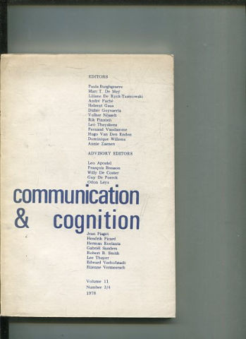 COMMUNICATION & COGNITION. VOLUME 11, NUMBER 3/4.