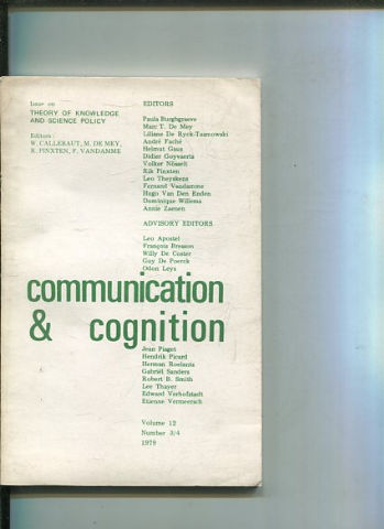 COMMUNICATION & COGNITION. VOLUME 12, NUMBER 3/4.