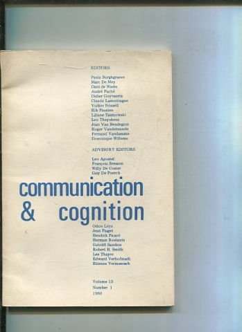 COMMUNICATION & COGNITION. VOLUME 13, NUMBER 1.