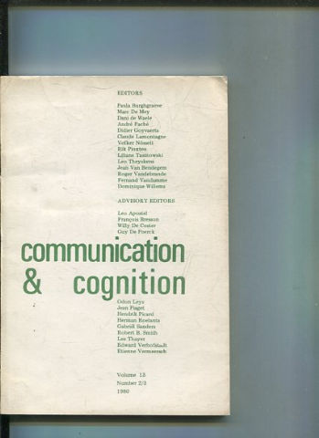 COMMUNICATION & COGNITION. VOLUME 13, NUMBER 2/3.