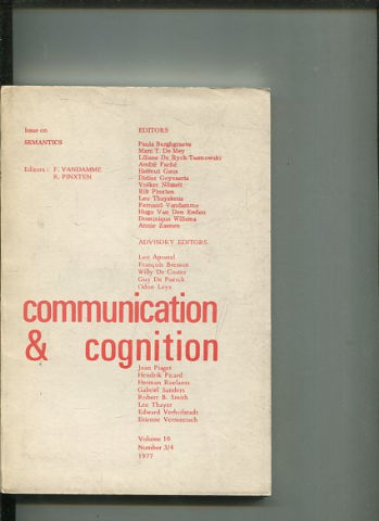 COMMUNICATION & COGNITION. VOLUME 130, NUMBER 3/4.