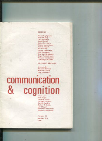 COMMUNICATION & COGNITION. VOLUME 14, NUMBER 2/3.