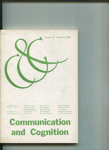 COMMUNICATION & COGNITION. VOLUME 16, NUMBER 4.