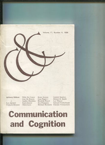 COMMUNICATION & COGNITION. VOLUME 17, NUMBER 4.