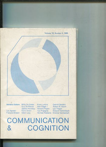 COMMUNICATION & COGNITION. VOLUME 18, NUMBER 3.